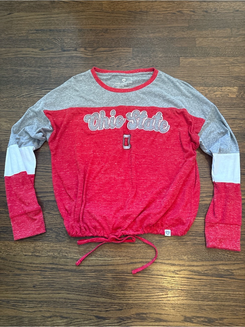 Colosseum Red and Gray Ohio State Long-Sleeve Raglan Tee